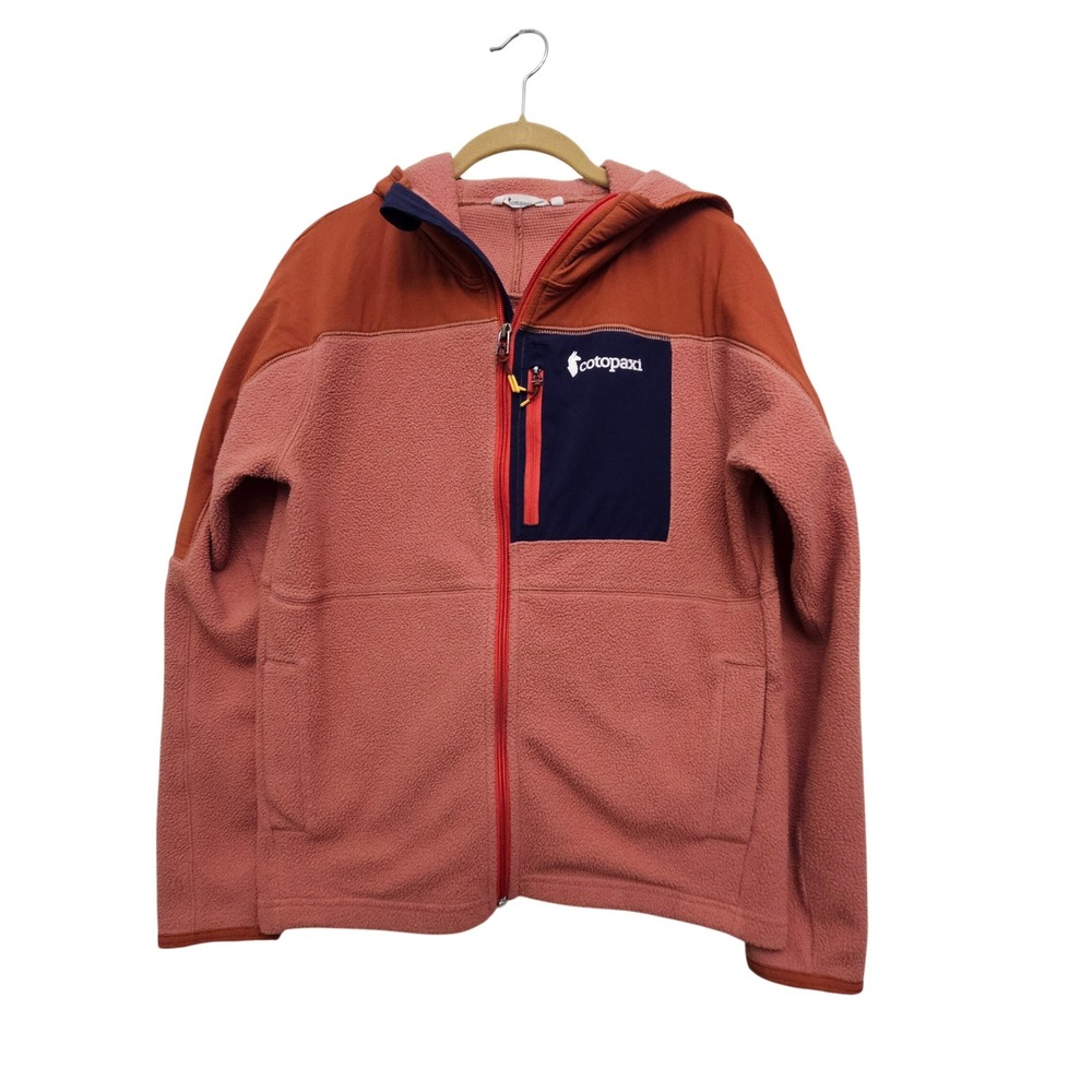 Cotopaxi Teca Fleece Jacket Mens Small Clay Rust Hooded Full Zip Palo Alto Logo